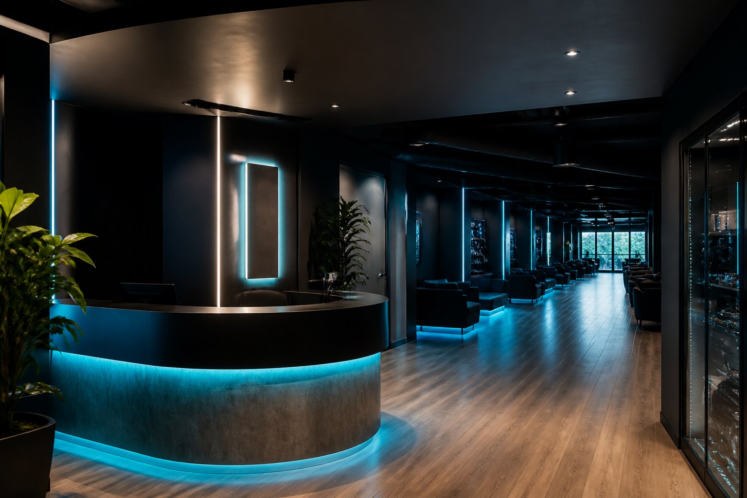 Entrance and front desk of the UPLINK HUB gaming club